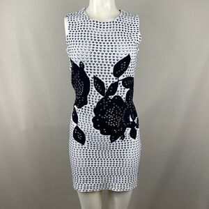 Open Knit Bodycon Mini Dress Women's Large White Black Coverup Mesh Sheer